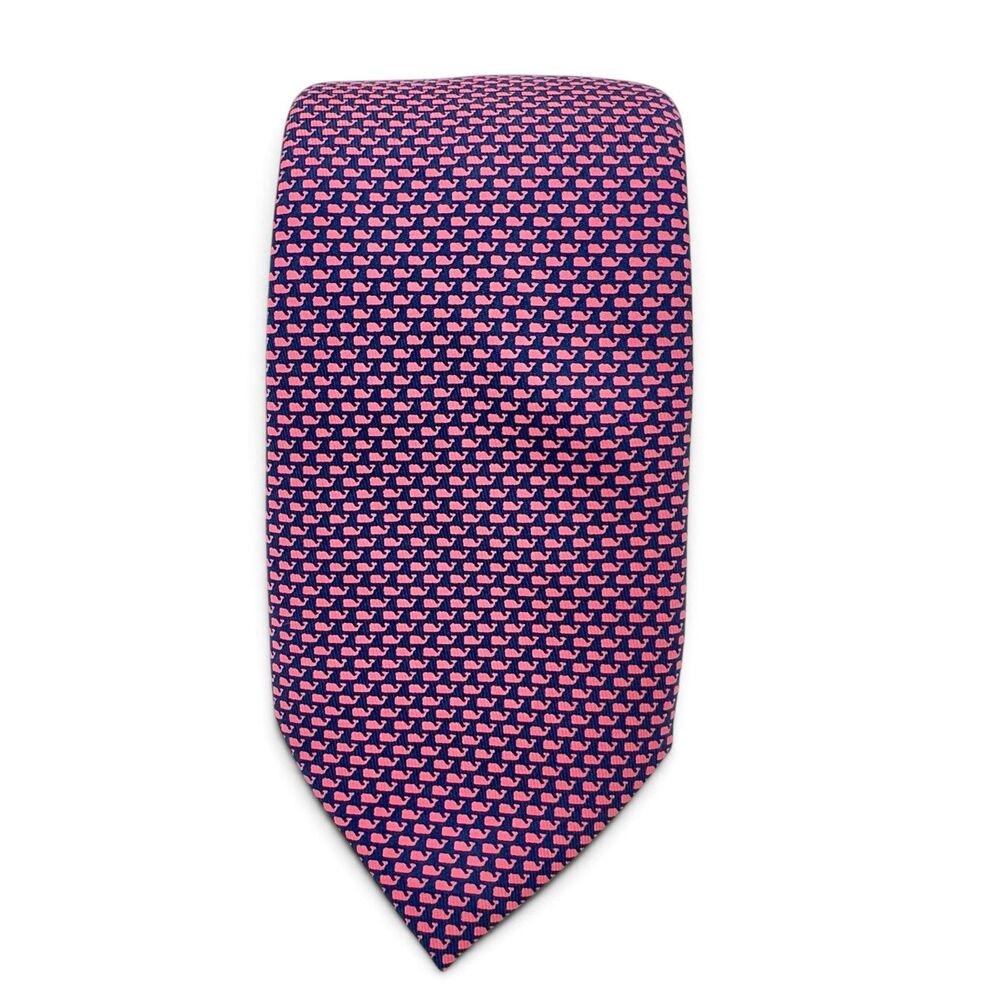 Vineyard Vines Shep & Ian Men's Silk Necktie Micro Whales Print Navy 61.5"L NWT